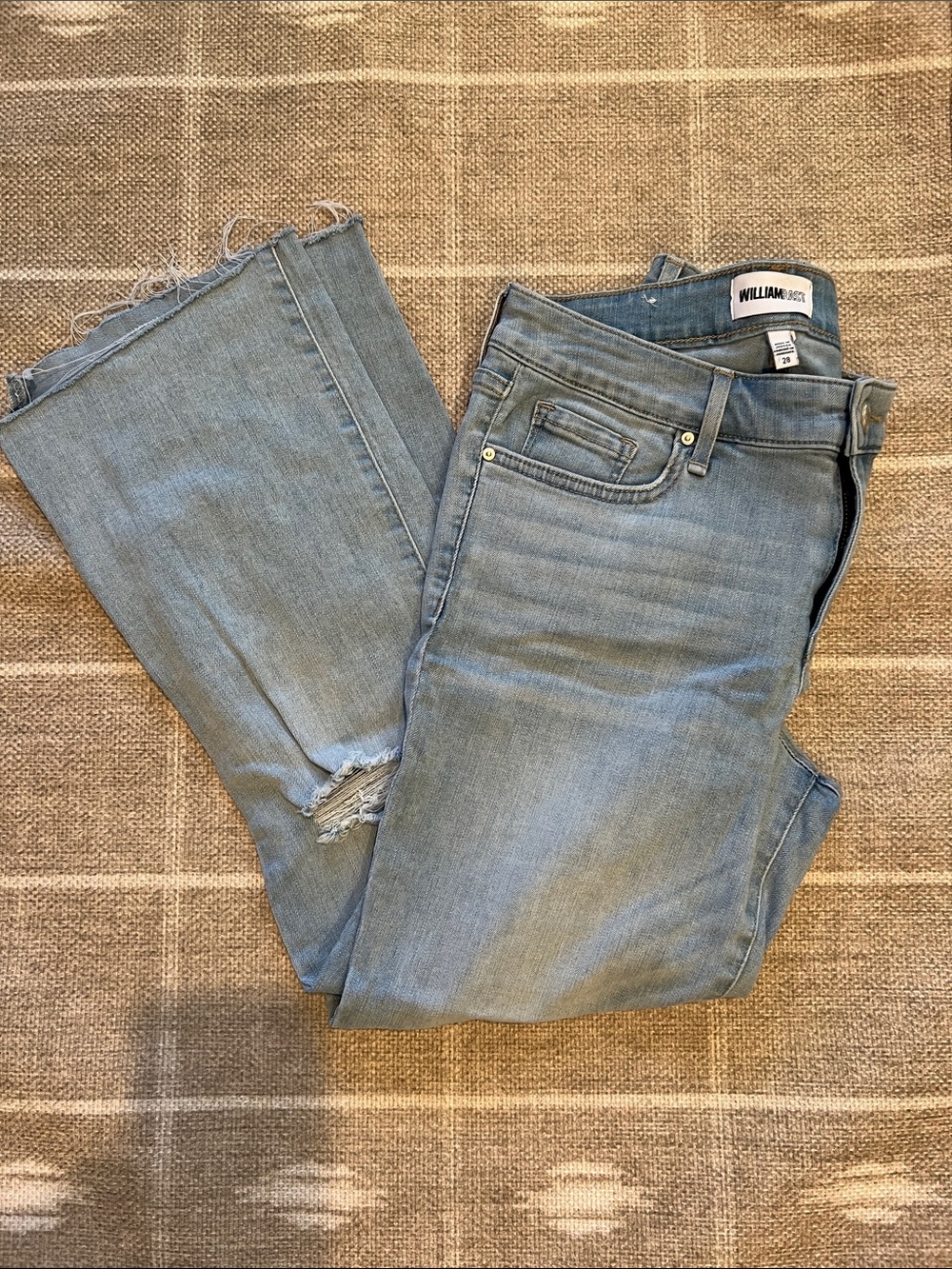 William Rast Light Blue Flare Jeans with Raw Hem